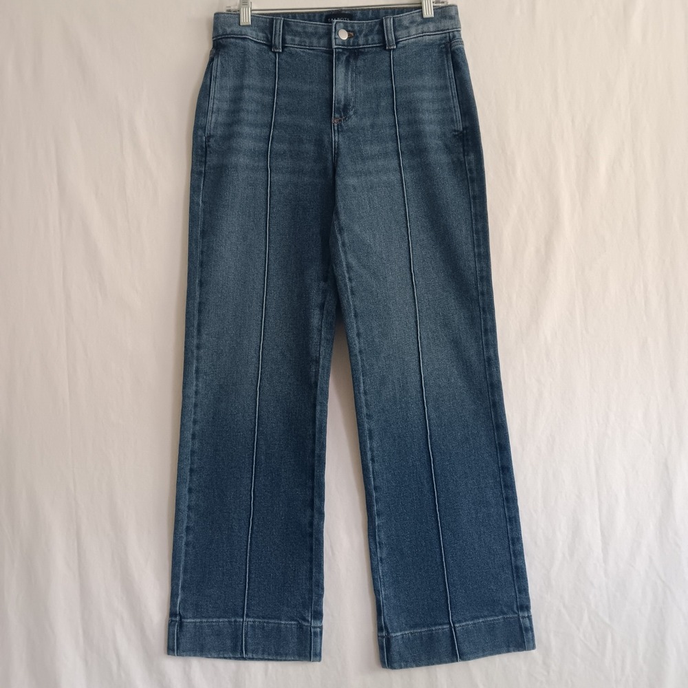 Talbots Classic wide leg Jean Womens 2 Blue Excellent Fairview Wash Front Seam